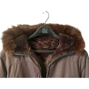 Free Country Reversible Winter Coat Brown Faux Fur Hood 2-in-1, Large